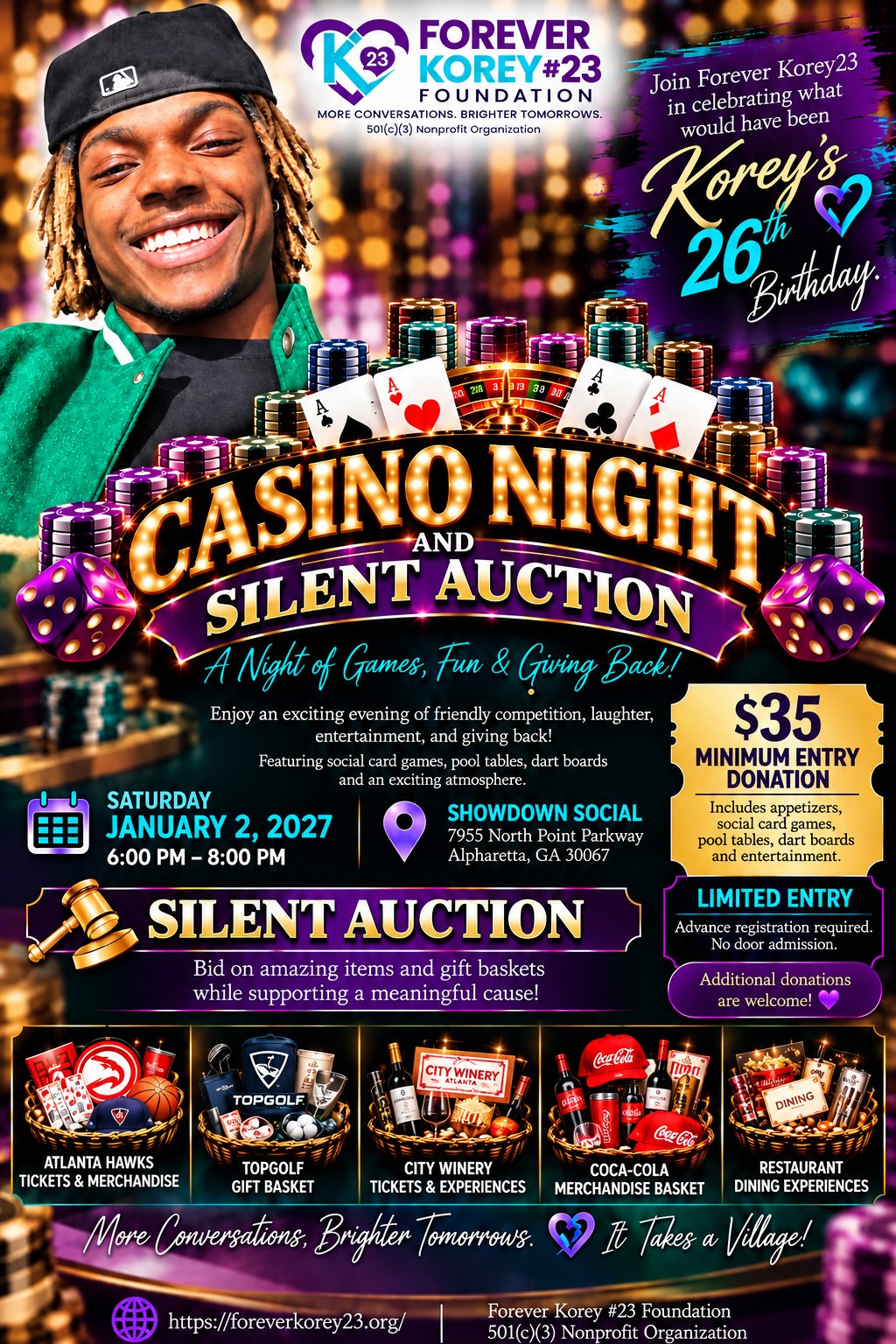 Casino Night and Silent Auction fundraiser flyer